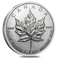 1989 1 oz Silver Canadian Maple Leaf .9999 Fine $5 Coin BU (Sealed)
