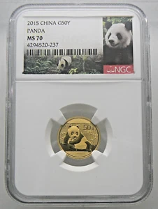 1/10 oz 2015 China Gold Panda G50Y NGC MS70 - Picture 1 of 2
