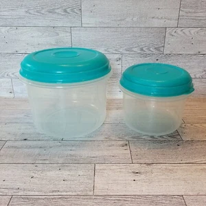 De colección Rubbermaid Servin Saver Cuencos Tapas Teal Aqua Contenedores Redondos #7 #8 Lote de Juego - Imagen 1 de 15