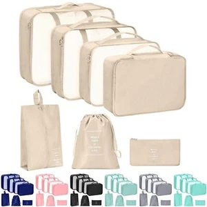 7 Pcs Travel Organizer Set Packing Cubes Shoe Bags Clothes Pouch Folding - Picture 1 of 31