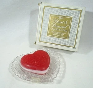 Avon Herz Seifenschale und Seifenherz und Diamant 5 Unzen Vintage - Bild 1 von 4
