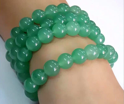 100 % Natürliche Grüne Aventurin Edelsteine Armband 8 mm Runde Perlen Großhan... - Bild 1 von 4