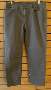 Eileen Fisher Gray Stretch Cotton Straight Leg Fly Front Hip Pocket Pants 16P - Picture 1 of 5
