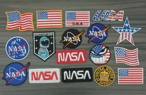 Logo NASA Flag of America Embroidered patch iron or Sew on cloth jacket hat bag - Picture 1 of 20