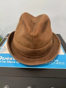 Vintage Towncraft Med. Brown JC Penny Men's Fedora Suede Hat Size Medium - Picture 1 of 11