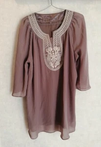 Braune Polyester Tunika bestickt und gefüttert Gr.40 (2306179) - Bild 1 von 4