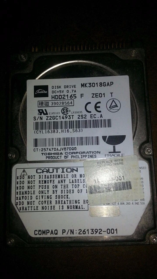 Toshiba MK3018GAP 30 GB,Internal,5400 RPM,2.5" (HDD2165) Hard Drive  - Image 1 of 2