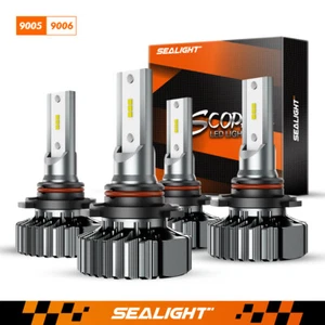 SEALIGHT 9006/HB4 Low Beam 9005/HB3 High Beam LED Headlight 4 Bulbs 600% Bright - Picture 1 of 16