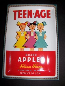 Rosanna American Orchard TEEN-AGE Boxed Apples Ad Tray - Picture 1 of 2