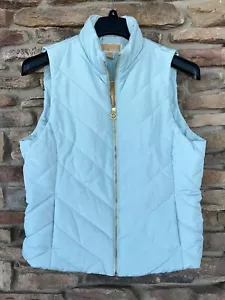 Michael Kors Full Zip Chevron Weste Damen S L XL Vista Blau Gold Neu mit Etikett - Bild 1 von 4