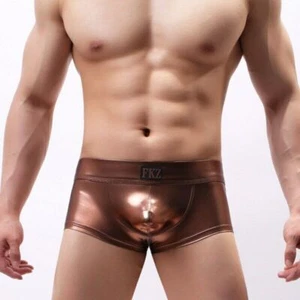 Herren Leder Unterwäsche Boxershorts Imitation Unterhose sexy Höschen Homosexuell Unterwäsche@ - Bild 1 von 15