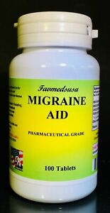 Migraine Aid, FeverFew Leaf, All Natural Relief -  100 tablets. Made in USA