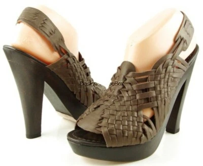 $240 FOR ALL 7 MANKIND TAFFY Brown Leather Designer Wooden Clog Sandals 10 - Изображение 1 из 3