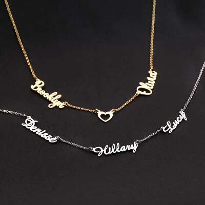 Name Necklace silver Personalised Arabic Gift for Her Double name Christmas gift - Image 1 of 4