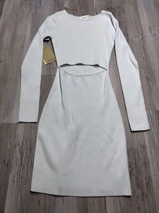 Vestito donna Wilfred Free nuovo con etichetta taglia XS bambino blu a costine ritaglio bodycon mini - Foto 1 di 13