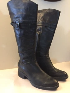 Vibram Max Denegri Black Leather Knee High Boots Women's Size 7 - Picture 1 of 20