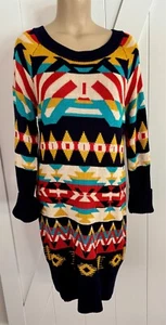 Jessica Simpson Pullover Kleid oder Tunika L Fun Multicolor Aztekenmuster weicher Strick - Bild 1 von 7