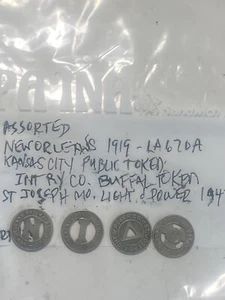Assorted Transit Tokens (4) New Orleans 1919/Buffalo/St Joseph 1947 LQQK - Picture 1 of 8