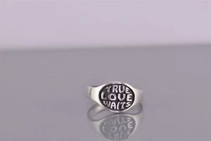 Anillo de Espera JNR Plata Esterlina Tallado Oxidado True LOVE Talla 925 - Imagen 1 de 8