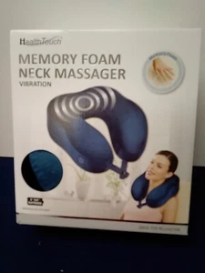 Health Touch Memory Foam Neck Massager Vibration Blue Battery Powered - Picture 1 of 9
