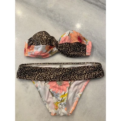 Conjunto de biquíni feminino Victoria's Secret natação estampa floral leopardo médio M - Imagem 1 de 3