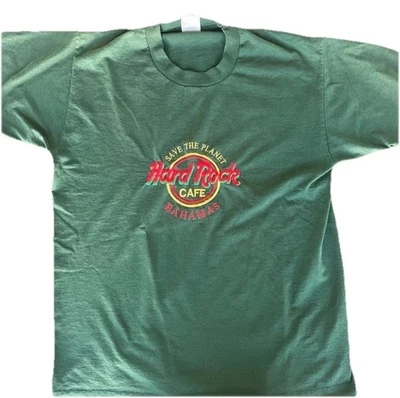 Camiseta vintage años 90 Hard Rock Café Bahamas - Save the Planet - puntada única Foto 1 de 4