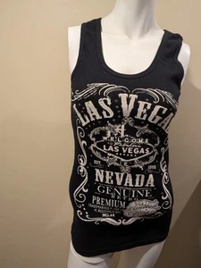 Chelona Las Vegas Nevada Graphic Sleeveless Tank Top Size XL Stretchy Black - Bild 1 von 6