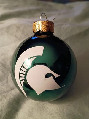 Michigan State Spartans Glass Ball CHRISTMAS ORNAMENT 2.5” - Image 1 of 4