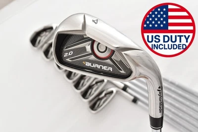 8P TaylorMade BURNER 2.0 Iron Set 4-5-6-7-8-9-Pw-Aw 85 Steel Stiff RH Golf Clubs - Image 1 of 4