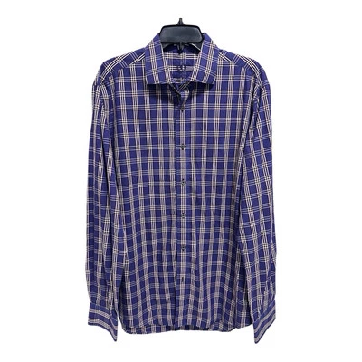 Camisa Bugatchi Uomo Púrpura a Cuadros Forma Ajuste Abotonado Puño en Contraste Para Hombre’s XL Foto 1 de 3