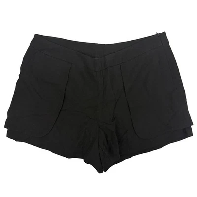 LINE & DOT Pleated Trouser Shorts L Black Mid Rise Drapey Skort-Back NWT B7 - Image 1 of 4