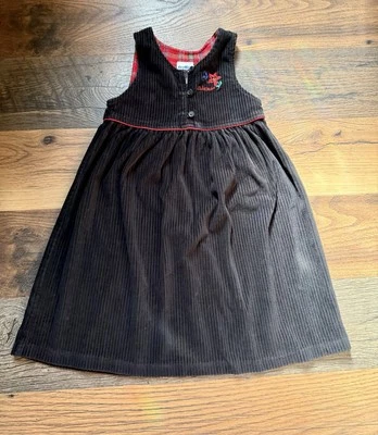 De Colección Oshkosh Pana Vestido Jersey Negro Logo Flores Botones EE. UU. Niñas 6x Casa de Campo Foto 1 de 4
