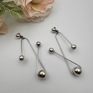 Orecchini Vintage Taxco Messico Argento Sterling Modernariato Cinetico Pierce - Foto 1 di 9
