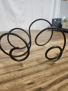 Hanging 2 Bottle Black Metal Wrought Iron Curly Spiral Wine Holder - Picture 1 of 7
