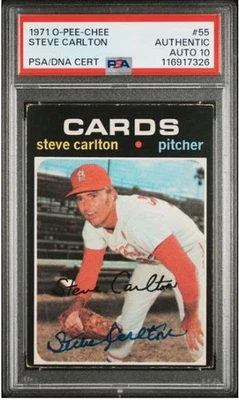 1971 O-Pee-Chee Steve Carlton Signed Baseball Card PSA/DNA Certified Auto 10 HOF - Image 1 of 4