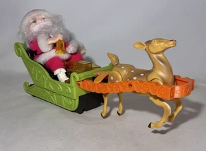 VINTAGE WEIHNACHTSMANN SCHLITTEN RENTIER - LICHTER - ACTION - MUSIK - 13" LANG - Bild 1 von 5