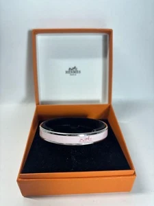 HERMES enamel bangle bracelet Pink enamel Horse motif Brand  with box From Japan - Picture 1 of 12