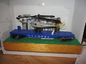 VINTAGE LIONEL O 3419 OPERATING HELICOPTER FLAT CAR~EXCELLENT WORKING CONDITION!