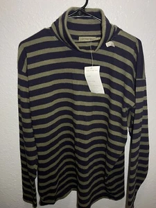 Calvin Klein Sport Herren Vintage 90s Rollkragen Streifen Pullover Grün - Bild 1 von 4