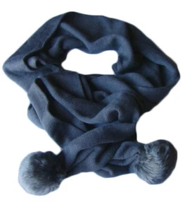 CHICO'S Heather Gray Oblong Scarf W/ Faux Fur Pom Poms NWT - Picture 1 of 4