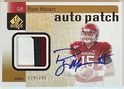 2011 Upper Deck SP Authentic Rookie Auto Patch Ryan Mallett Auto RC #208 /299 - Image 1 of 2