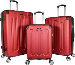 Dejuno Tutin 3-Piece Hardside Spinner Luggage Set With TSA Lock - BURGUNDY - Picture 1 of 2