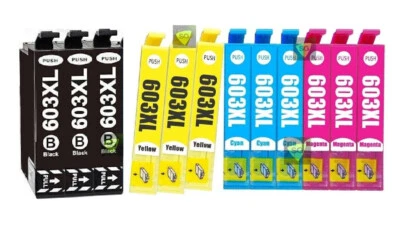 12 CARTUCCE 603XL EPSON XP2100 XP2150 XP3100 XP4100 WF2820 WF2810 WF2830 WF-2850 - Immagine 1 di 3