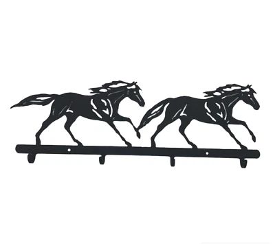 Вешалка для ключей для беговых лошадей вешалка настенные крючки стойка поводок держатель черный деревенский металл - Изображение 1 из 4