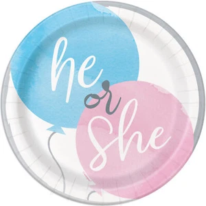 Gender Reveal Paper Plate Girl or Boy Baby Shower Reveal Party 18cm Plates x 8 - Picture 1 of 1