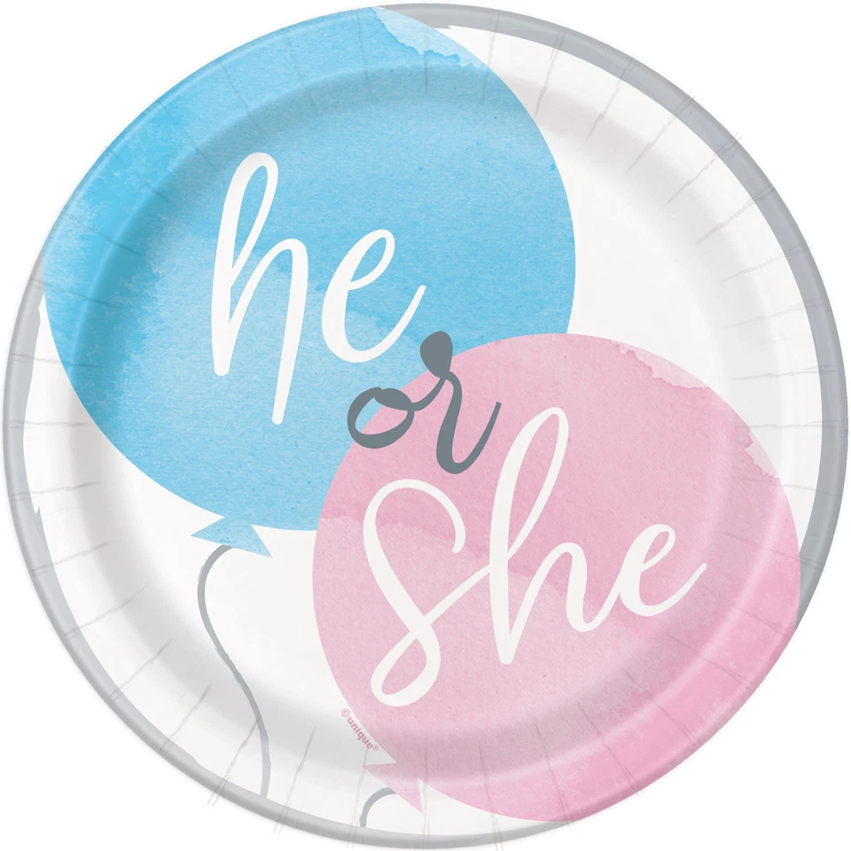 Gender Reveal Party Plate Girl or Boy Baby Shower Reveal Party 18cm Plates x 8 - Image 1 of 1