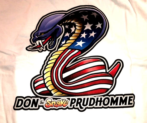 NEW! Don THE SNAKE Prudhomme ARMY LOGO Caricature Funny Car White XL T-Shirt Cover