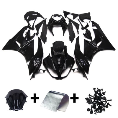 Gloss Black Plastic Fairing for Kawasaki 2009 10 11 2012 Ninja ZX6R Bodywork Kit Foto 1 de 4