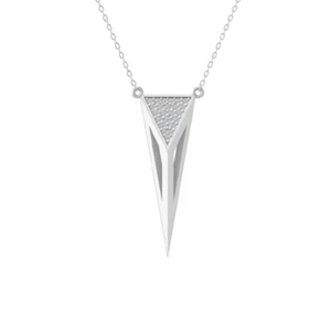 10k White Gold Lab Grown Diamond Fashion Pendant Necklace 18" Silver Chain - Picture 1 of 5