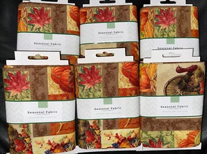 David Textiles cotton fabric Fall Seasonal Turkey 6 Yard Cornucopia Pumpkins NEW - Picture 1 of 3